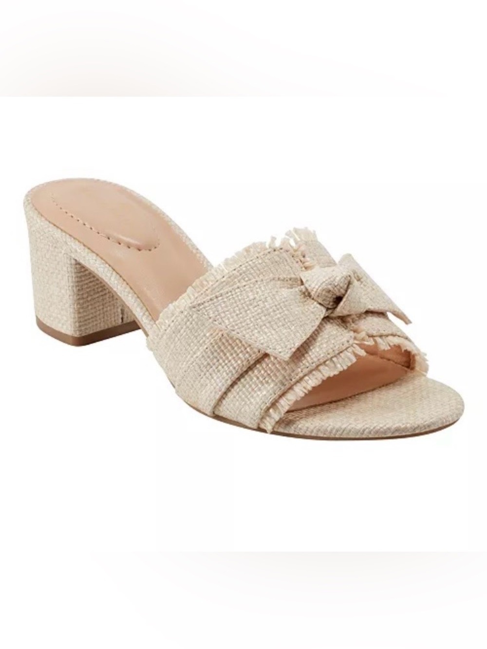 Bandolino ARDEN Bow Block Heel Slides in Lt Natural. Sz 8. NWT